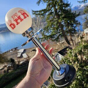 Vintage Bar Lamp Chrome With White "Bar" Ball On Top, Working, Made In Japan